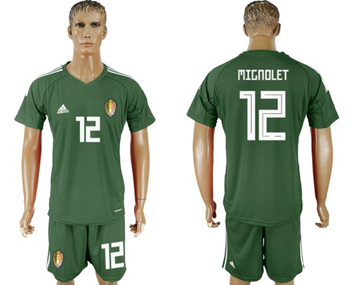 Belgium #12 Mignolet Green Goalkeeper Soccer Country Jersey